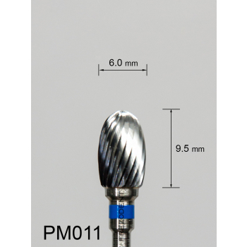 Frez węglikowy PM011 wypukły jajowaty z średnim pojedynczym nacięciem (niebieski pasek)