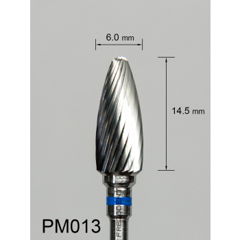 Frez węglikowy PM013 wypukły z średnim pojedynczym nacięciem (niebieski pasek)
