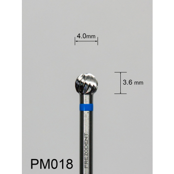 Frez węglikowy PM018 kulkowy z średnim pojedynczym nacięciem (niebieski pasek)