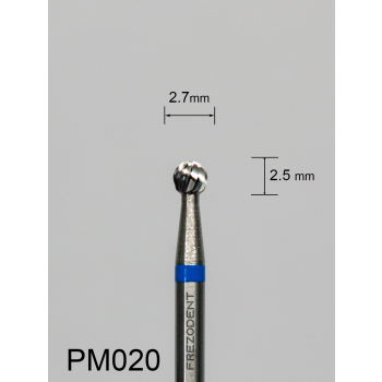 Frez węglikowy PM020 kulkowy z średnim pojedynczym nacięciem (niebieski pasek)