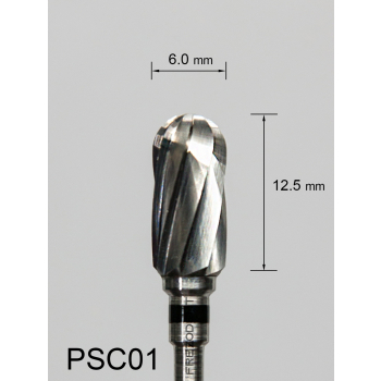 Frez węglikowy PSC01 walcowaty z zaokrąglonym końcem z bardzo grubym pojedynczym nacięciem (czarny pasek)