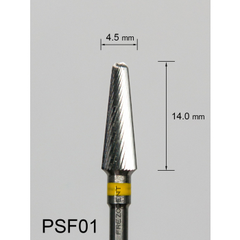 Frez węglikowy PSF01 stożkowy z bardzo drobnym pojedynczym nacięciem (żółty pasek)