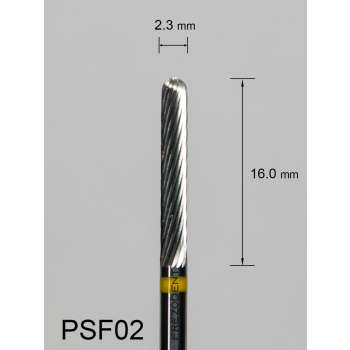 Frez węglikowy PSF02 walcowaty z zaokrąglonym końcem z bardzo drobnym pojedynczym nacięciem (żółty pasek)