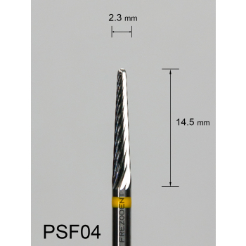 Frez węglikowy PSF04 stożkowy z bardzo drobnym pojedynczym nacięciem (żółty pasek)