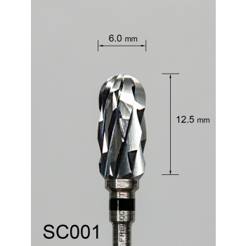 Frez węglikowy SC001 z bardzo grubym krzyżowym nacięciem (czarny pasek) – walcowy z zaokrąglonym końcem