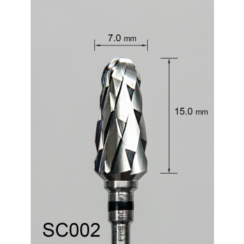 Frez węglikowy SC002 z bardzo grubym krzyżowym nacięciem (czarny pasek) – stożkowy