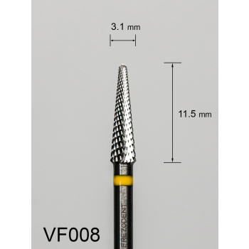 Frez węglikowy VF008 stożkowy z bardzo drobnym krzyżowym nacięciem (żółty pasek)