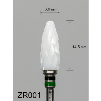 Frez ceramiczny ZR001 wypukły z bardzo grubym krzyżowym nacięciem (czarno-zielony pasek)