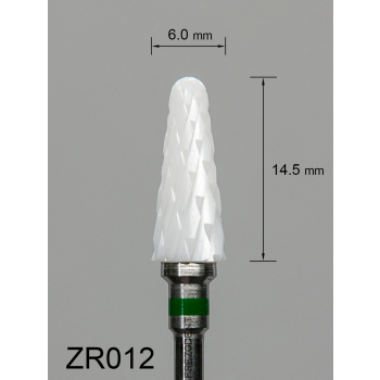Frez ceramiczny ZR012 stożkowy z grubym krzyżowym nacięciem (zielony pasek)