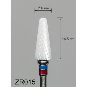 Frez ceramiczny ZR015 stożkowy z krzyżowym nacięciem (niebiesko-czerwony pasek)