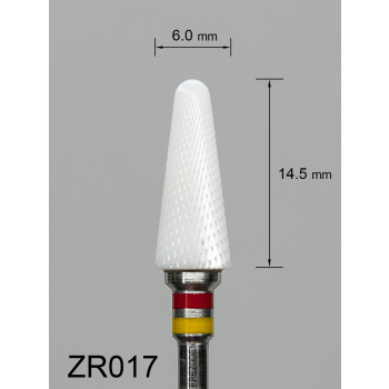 Frez ceramiczny ZR017 stożkowy z krzyżowym nacięciem (czerwono-żółty pasek)