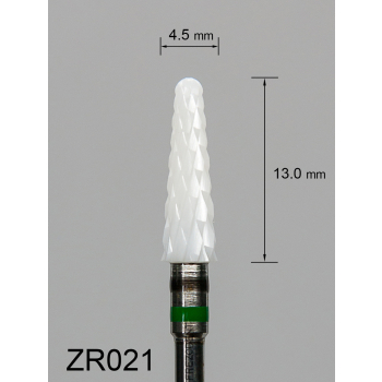 Frez ceramiczny ZR021 stożkowy z bardzo grubym krzyżowym nacięciem (czarno-zielony pasek)