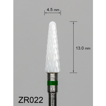 Frez ceramiczny ZR022 stożkowy z grubym krzyżowym nacięciem (zielony pasek)