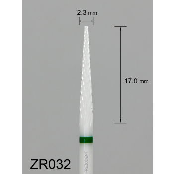 Frez ceramiczny ZR032 długi stożkowy z grubym krzyżowym nacięciem (zielony pasek)