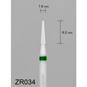 Frez ceramiczny ZR034 stożkowy z grubym krzyżowym nacięciem (zielony pasek)
