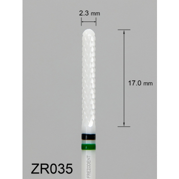 Frez ceramiczny ZR035 walcowy z zaokrąglonym końcem z krzyżowym nacięciem (czarno-zielony pasek)