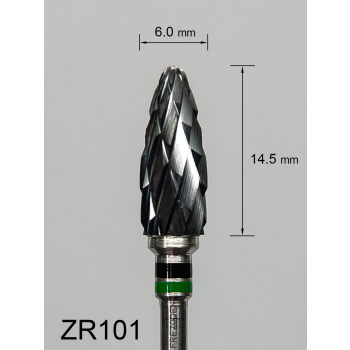 Frez ceramiczny ZR101 wypukły z bardzo grubym krzyżowym nacięciem (czarno-zielony pasek)