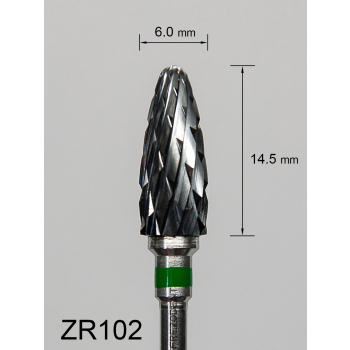 Frez ceramiczny ZR102 wypukły z grubym krzyżowym nacięciem (zielony pasek)