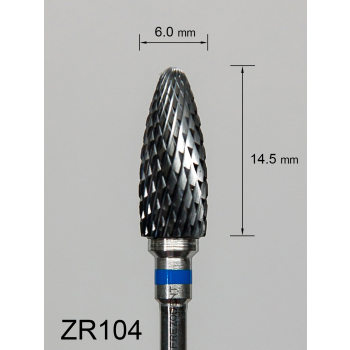 Frez ceramiczny ZR104 wypukły z średnim krzyżowym nacięciem (niebieski pasek)