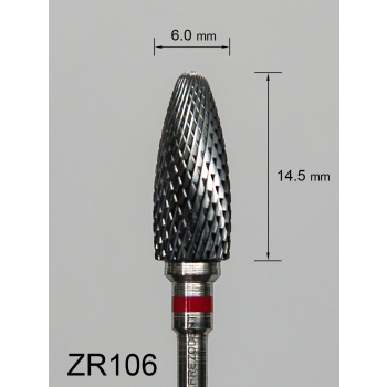 Frez ceramiczny ZR106 wypukły z drobnym krzyżowym nacięciem (czerwony pasek)