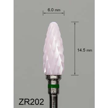 Frez ceramiczny ZR202 wypukły z grubym krzyżowym nacięciem (zielony pasek)