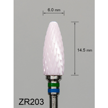 Frez ceramiczny ZR203 wypukły z średnio-grubym krzyżowym nacięciem (zielono-niebieski pasek)